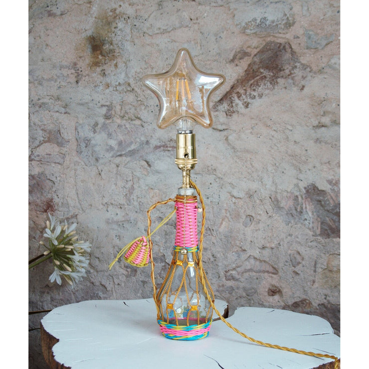 Scoubidous glass table lamp, elegant table lamp, table lamp.