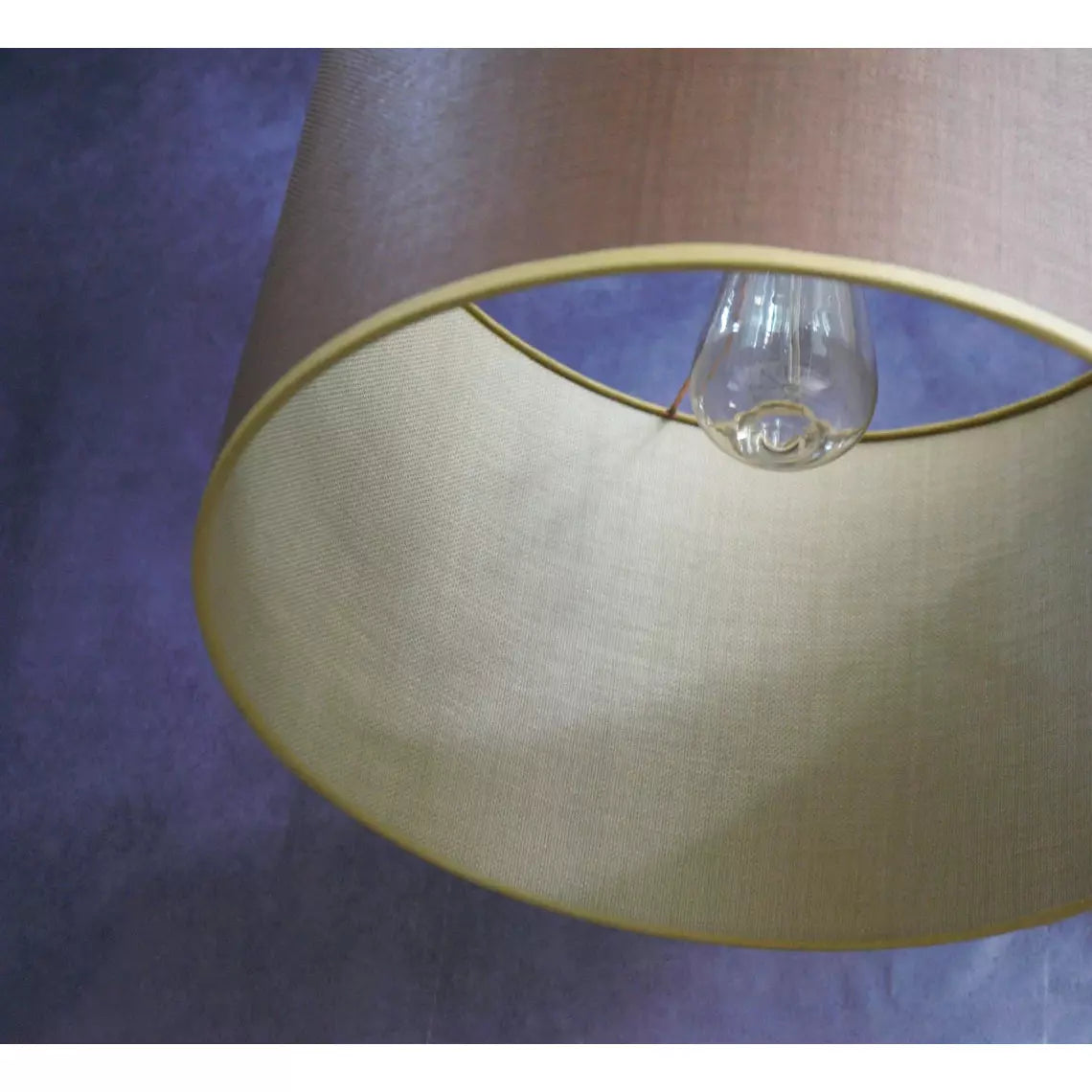 Suspension abat-jour cylindrique double face 100% raphia chocolat et vert olive. - Letempsdesbelleschoses