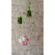 Luminous floral suspension, Bohemian suspension white and pink flowers, Chandelier Salon de Mariage Farmhouse Bohemian, stabilized flowers