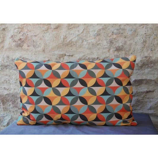 Coussin décoratif velours géométrique 60's.