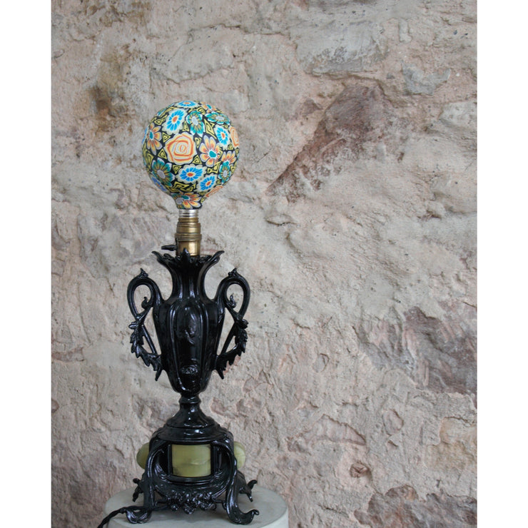 Lampe d'intérieur à Poser Retro en Bronze et Marbre, Veilleuse Lampe de Chevet ou Bureau Art Déco Vintage Design, Lampe de Table Décorative.