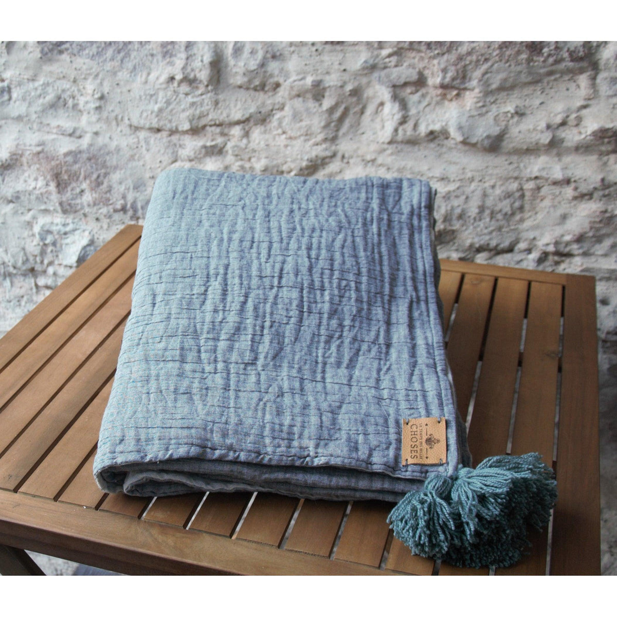 Plaid en mousseline de coton gris clair et blanc, couvre-lit en coton 100% bio extra doux. - Letempsdesbelleschoses