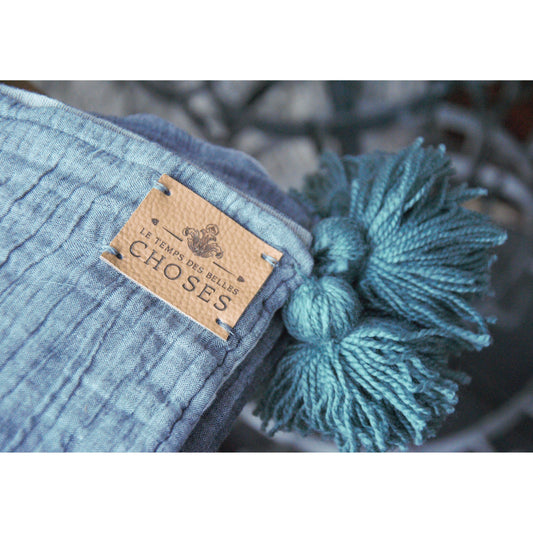 Plaid en mousseline de coton gris clair et blanc, couvre-lit en coton 100% bio extra doux. - Letempsdesbelleschoses