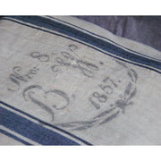 Coussin en lin à chevron, coussin décoratif beige foncé, coussin fait main, coussin estampillé 1875, coussin sac à grains. Pièce unique - Letempsdesbelleschoses