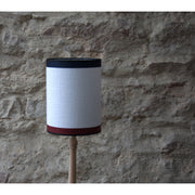 Round linen lampshade, black, navy blue and chocolate border.