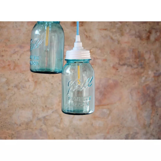 Blue Mason Jar Wall Light Fixture, Unique Farmhouse Modern Industrial Lighting Decor, Retro Farmhouse Bar Office Light Fixture Decor - Letempsdesbelleschoses