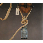 Suspension poulie et bocal Mason Jar vintage . Pièce unique.